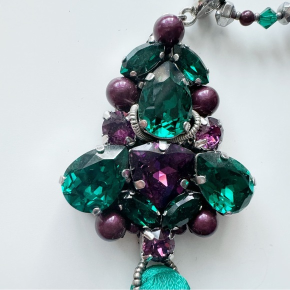 Handmade crystal and tassel pendant with beads and crystal chain - Picture 3 of 5